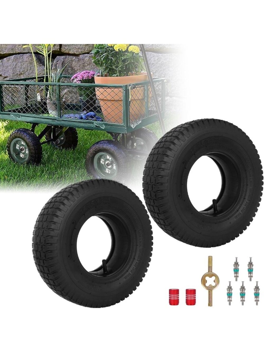2-Pack 13x5.00-6 Lawn Mower Tire & Inner Tube Set - 4 Ply, Heavy-Duty, 320 LBS
